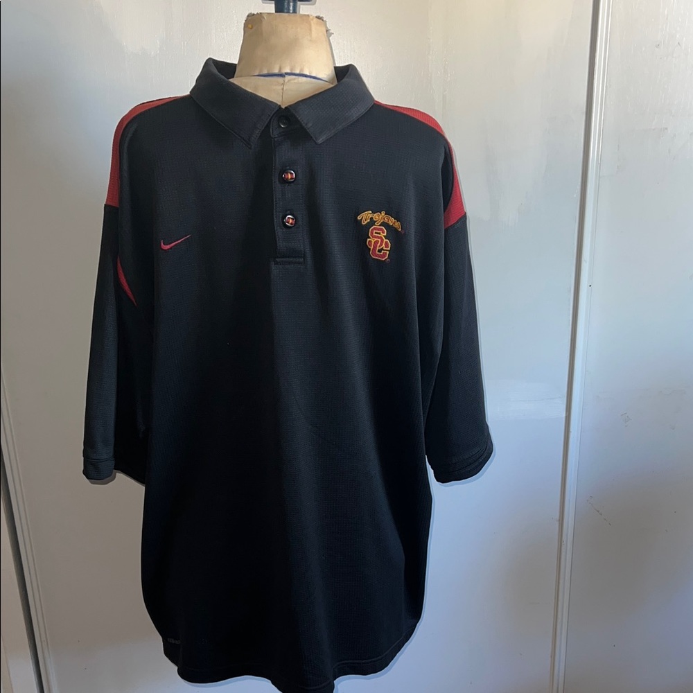 USC Nike Black and Red Men's Polo Shirt 🏈